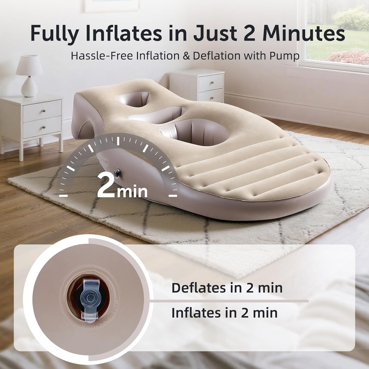 Inflatable Pregnancy Pillow,Full Body Pregnancy Mattress with Hole for Belly Chest/Head,Pregnancy Pillows for Prone Sleeping,Relieves Back Pain-Portable for Massage,Home,Trave (Khaki)