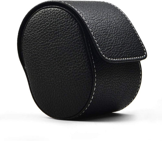 Luxury Leather Watch Storage Box Travel Single Watch Case Jewelry Gift Box for Christmas Anniversary Birthday(Black)