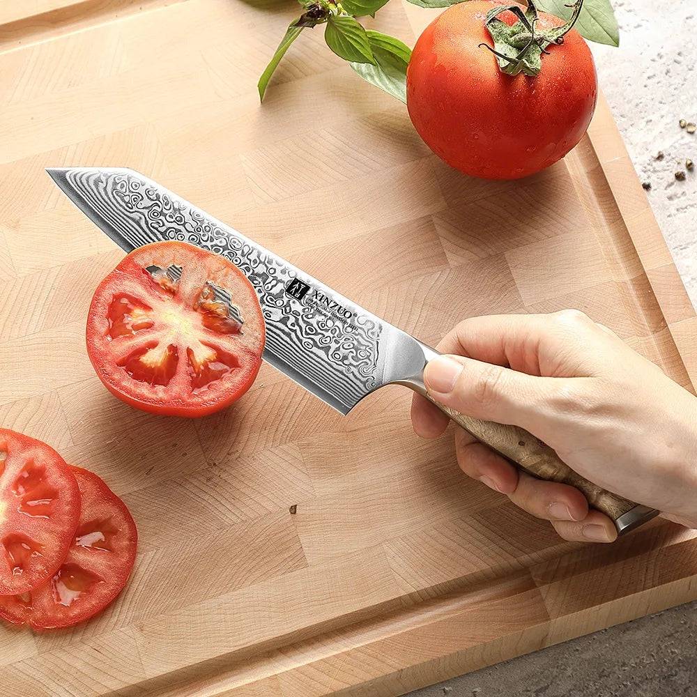 Damascus Bunka Knife, 67-Layer Japanese Steel 5.8 inch