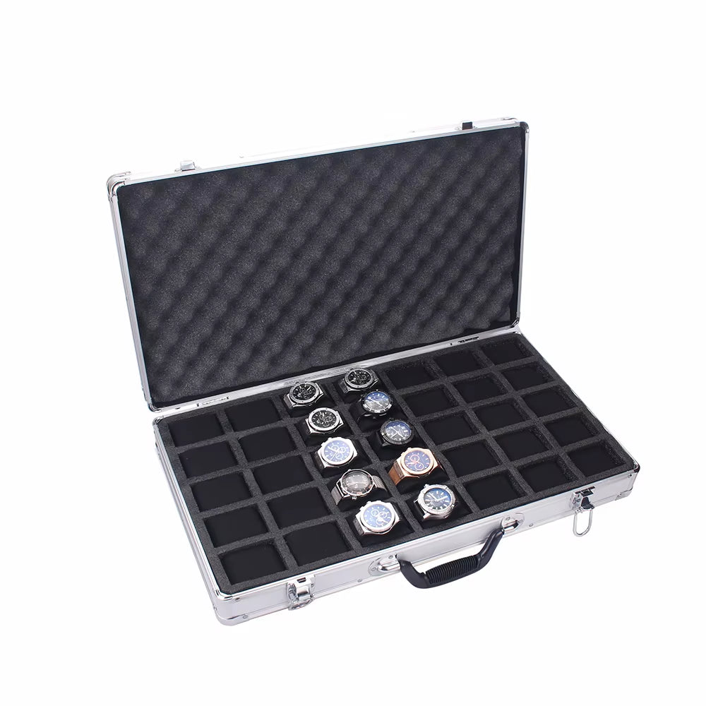 35 Slots High-Quality Watch Storage Box Aluminum Suitcase Case Jewelry Collection Box Portable Large Capacity Watch Box Gift Box