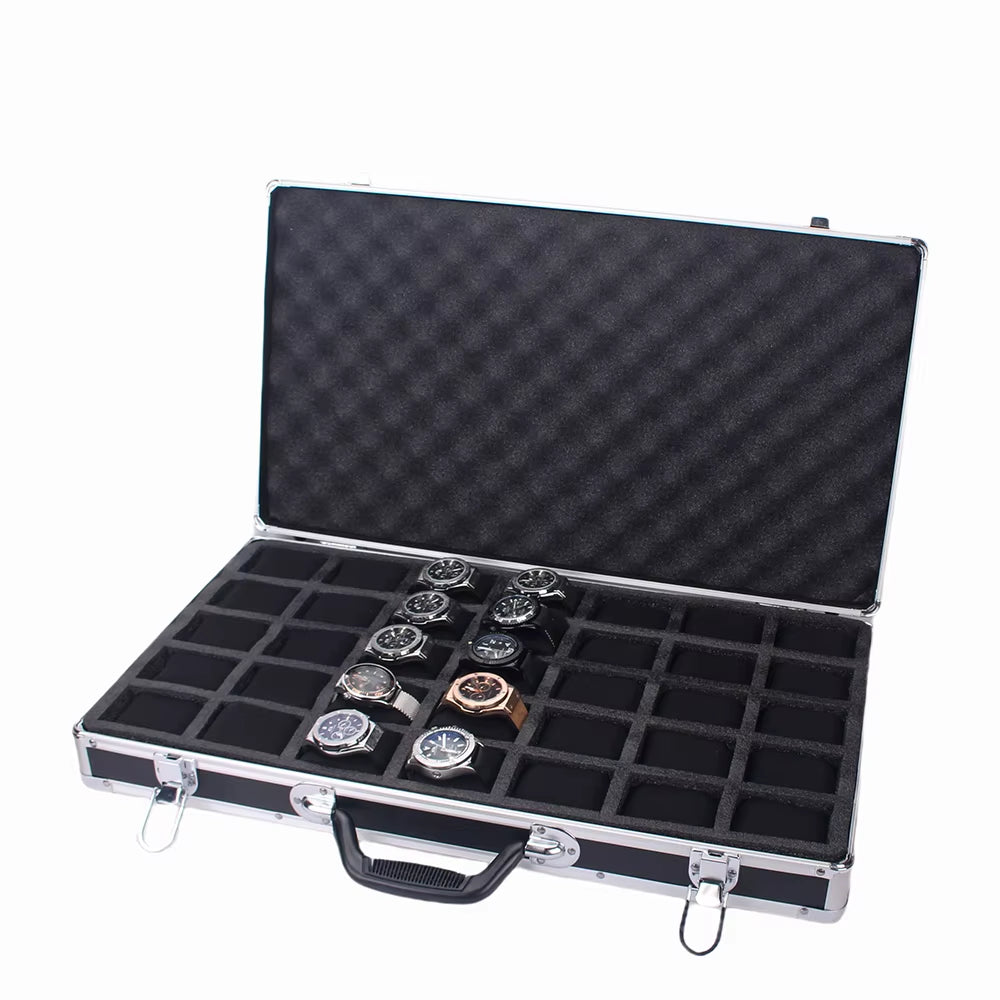 35 Slots High-Quality Watch Storage Box Aluminum Suitcase Case Jewelry Collection Box Portable Large Capacity Watch Box Gift Box
