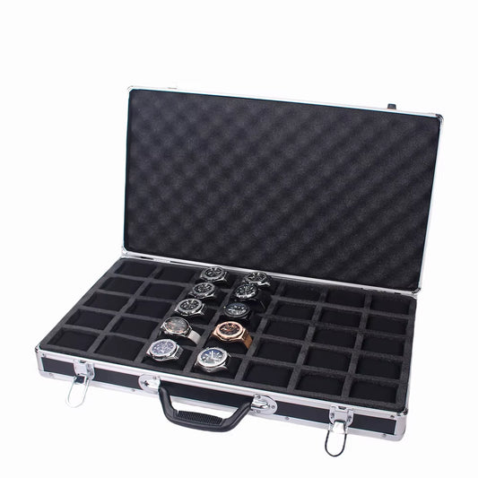 35 Slots High-Quality Watch Storage Box Aluminum Suitcase Case Jewelry Collection Box Portable Large Capacity Watch Box Gift Box
