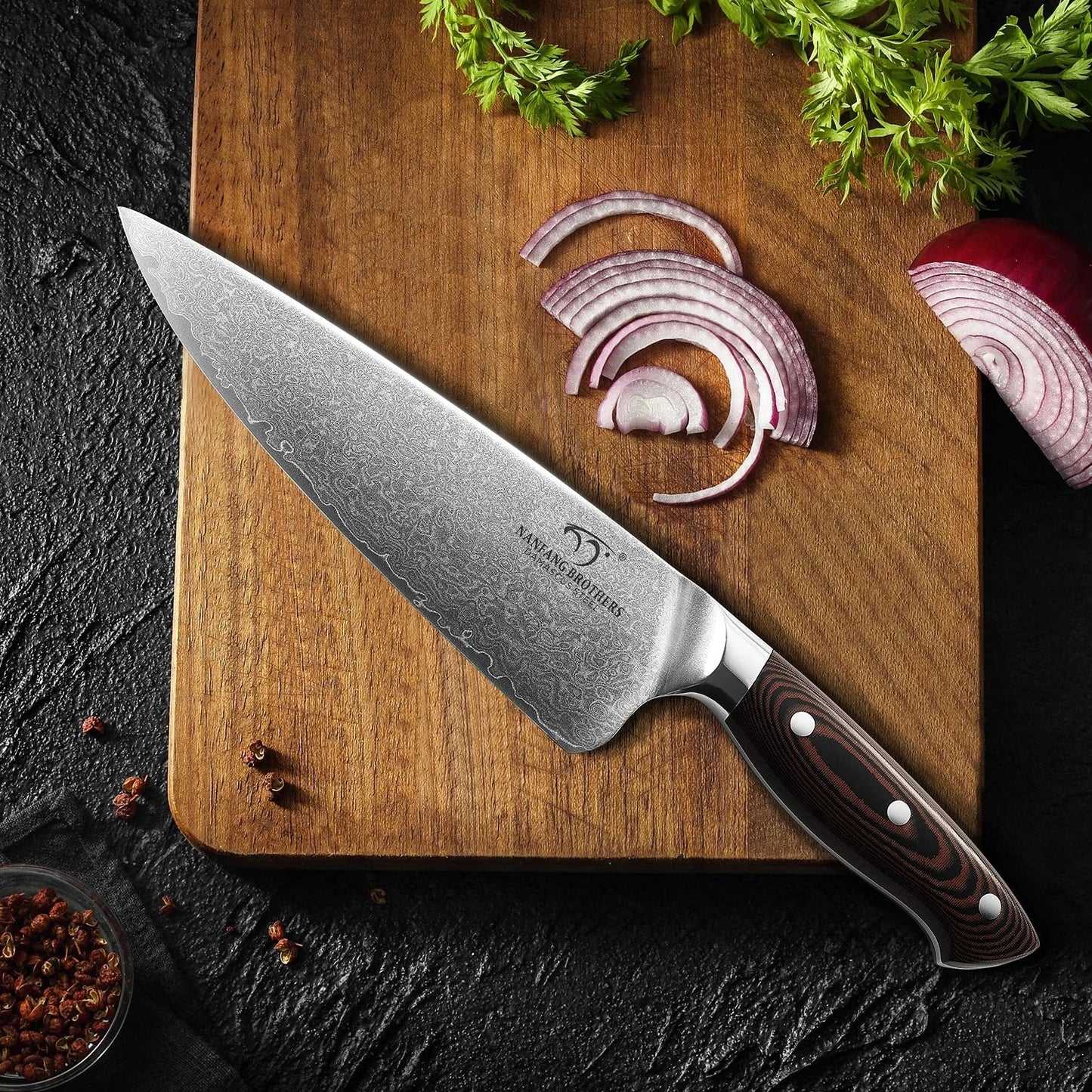 Damascus Chef Knife 8 inch with Gift Box, Micarta Handle