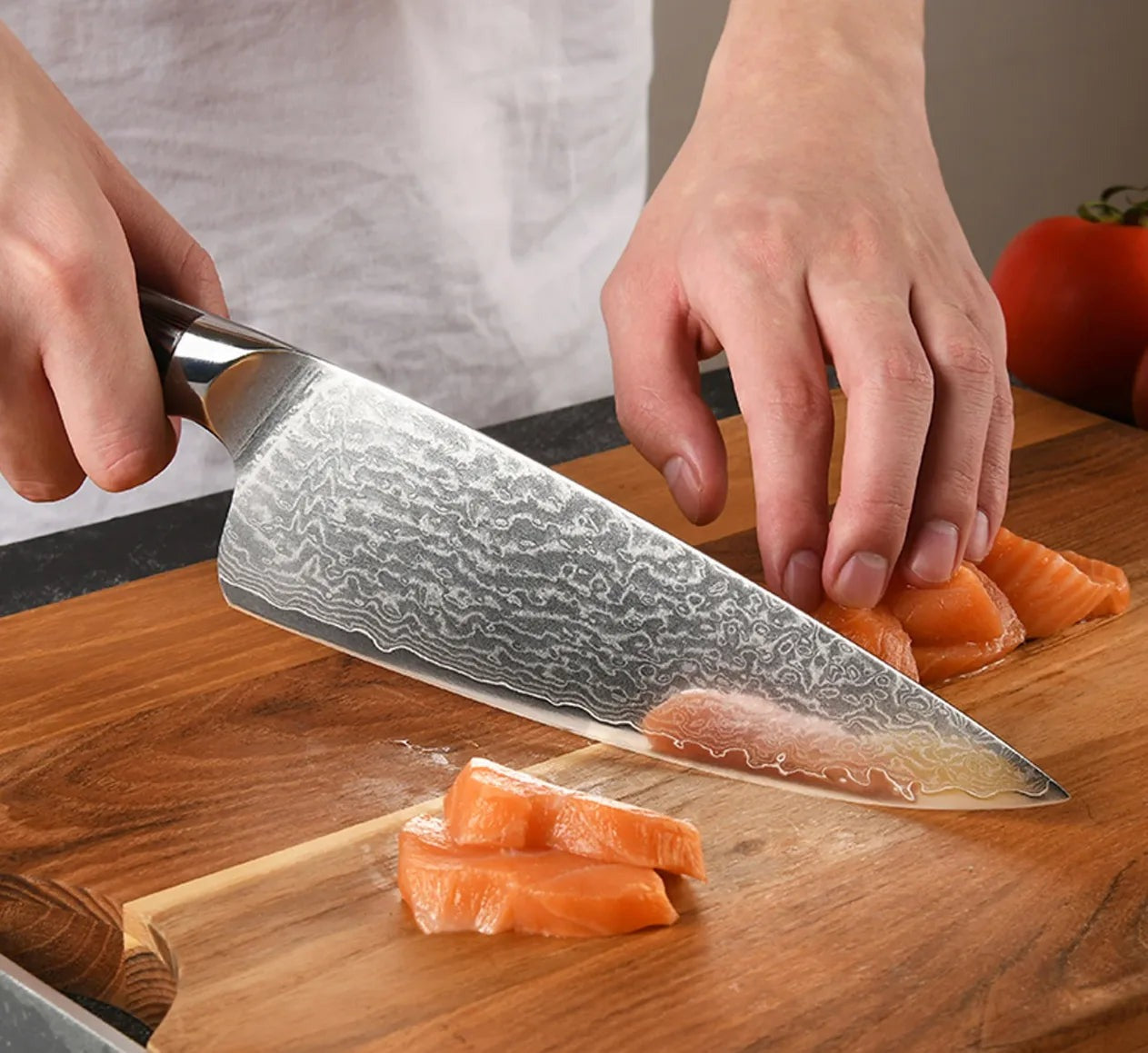 Damascus Chef Knife 8 inch with Gift Box, Micarta Handle