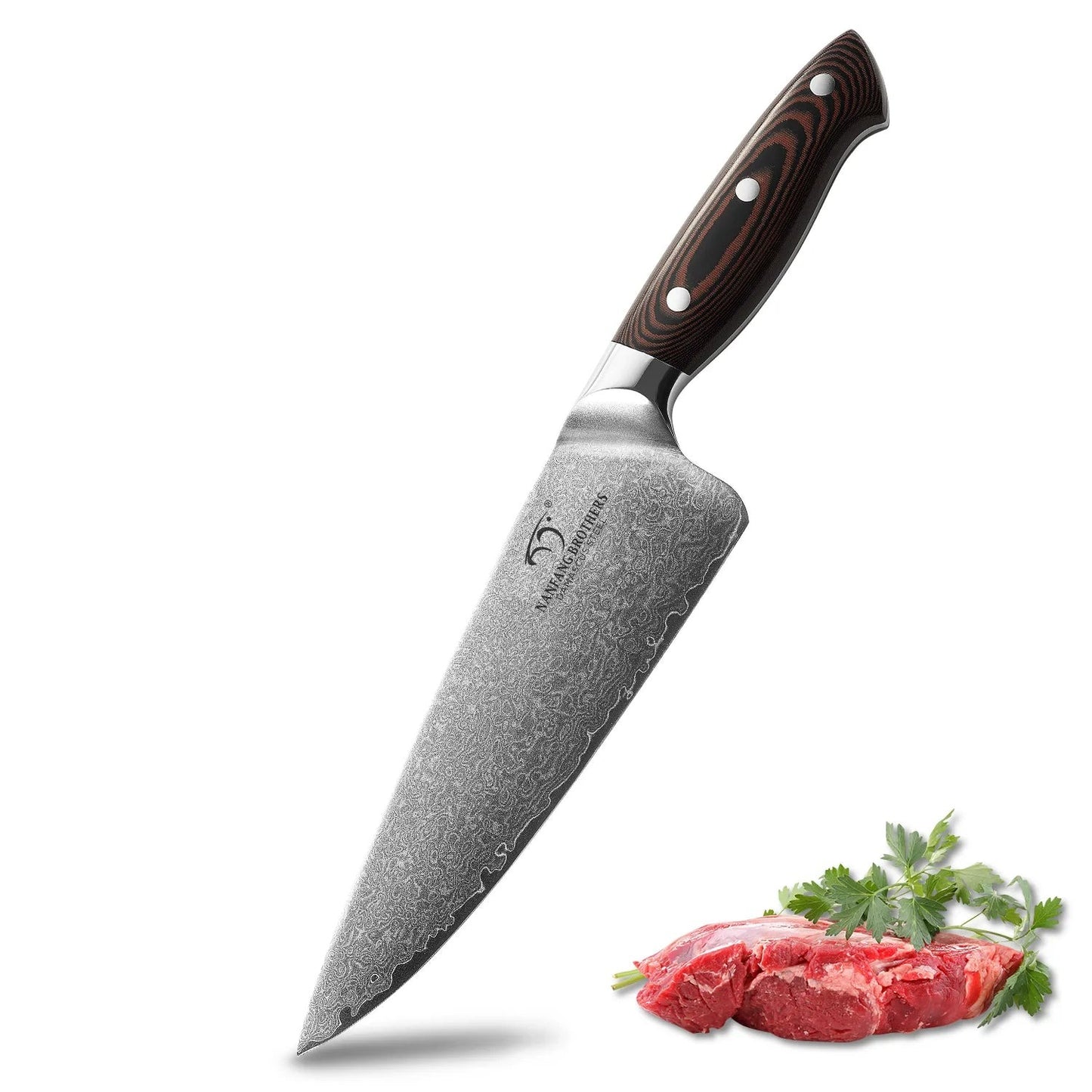 Damascus Chef Knife 8 inch with Gift Box, Micarta Handle
