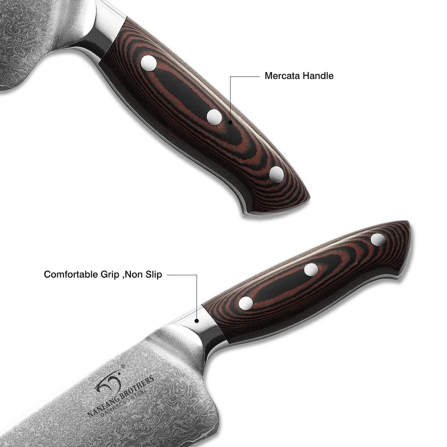 Damascus Chef Knife 8 inch with Gift Box, Micarta Handle