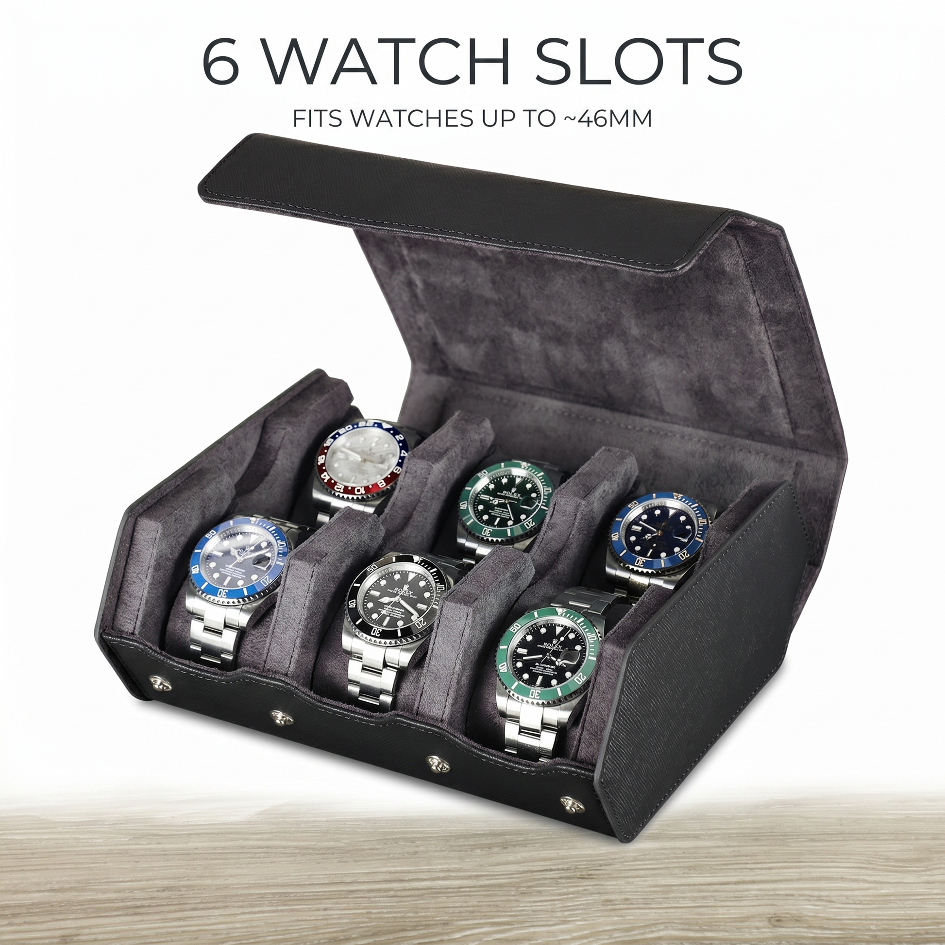 Watch roll 6 slots, fits watches up to 46mm