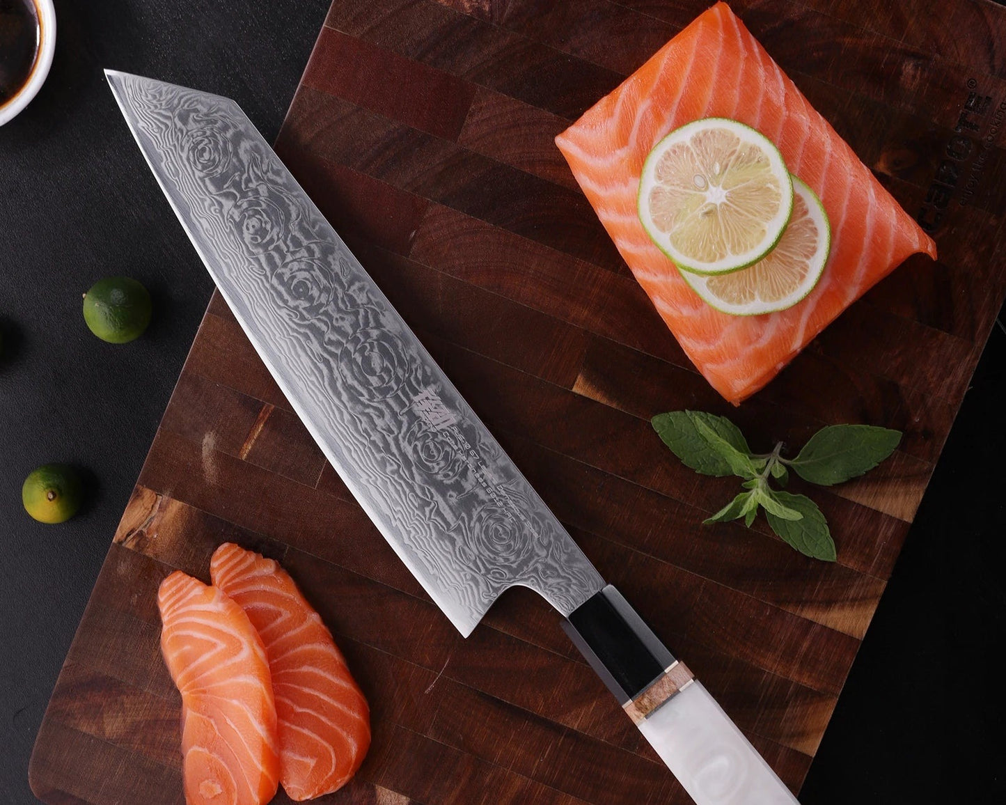 Black Rose Kiritsuke Knife, Damascus 9.1 inch