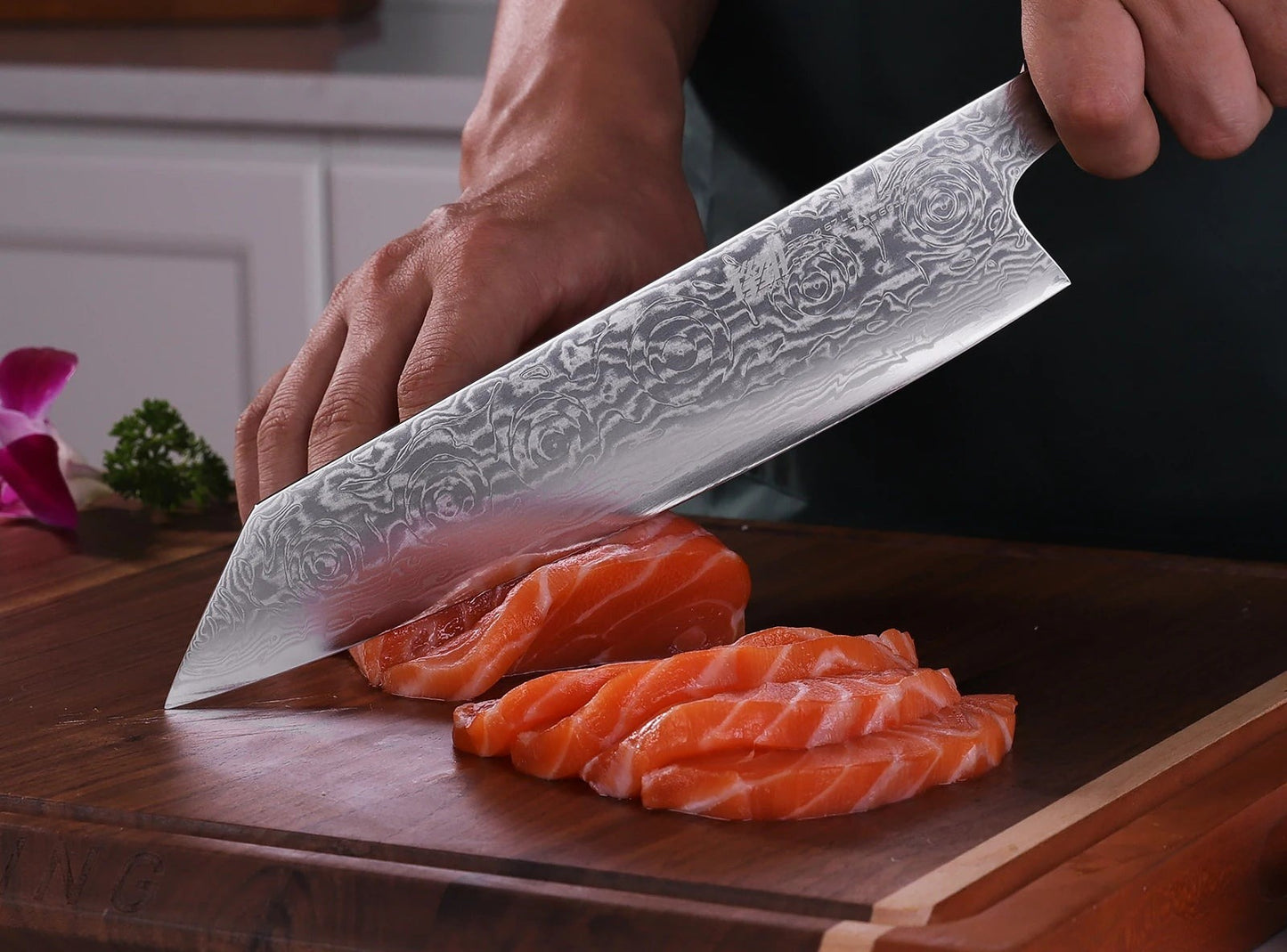 Black Rose Kiritsuke Knife, Damascus 9.1 inch