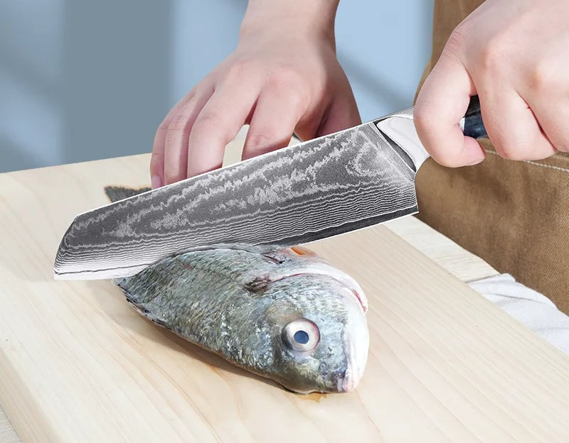 Hailing Santoku Knife, 67-Layer Damascus 7 inch